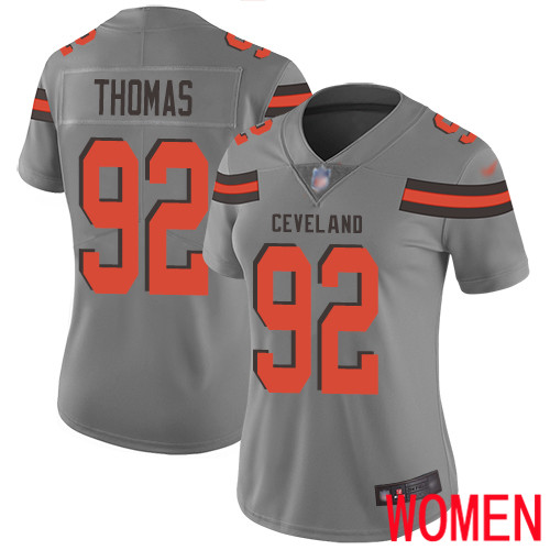 Cleveland Browns Chad Thomas Women Gray Limited Jersey #92 NFL Football Inverted Legend